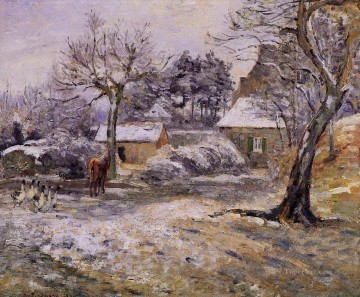 150の主題の芸術作品 Painting - モンフーコーの雪 1874年 カミーユ・ピサロの風景